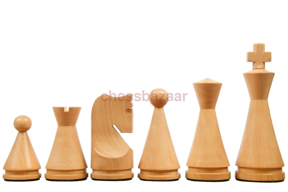 19. Jahrhundert:  Eingefärbte Beschwerten Schachfiguren (Kegelförmig) Aus Buchsbaumholz - Kh 104 Mm