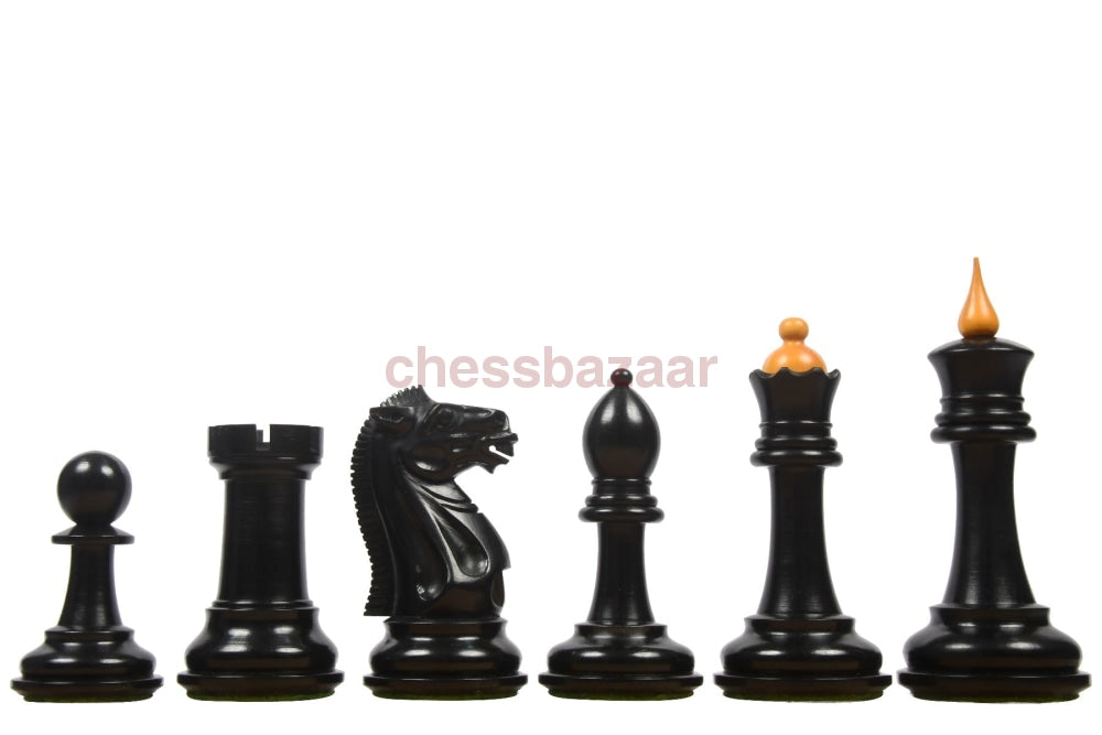 1940 Reproduzierte  Sowjetischen Schachfiguren  aus veraltetem Buchsbaumholz und Ebenholz – KH 103 mm