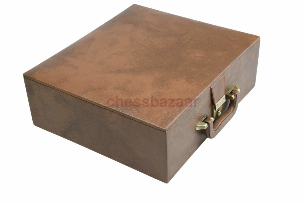 Aufbewahrungskoffer Für Schachfiguren Aus Kunstleder Mit Fächern - Braun Kh 106 Mm 121