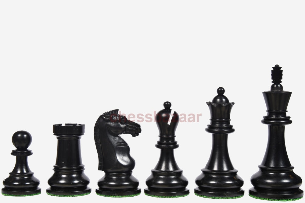 Britisch Chess Company (BCC) reproduzierte Staunton Schachfiguren mit Doppelkragen aus Ebenholz und Buchsbaumholz – KH 106 mm