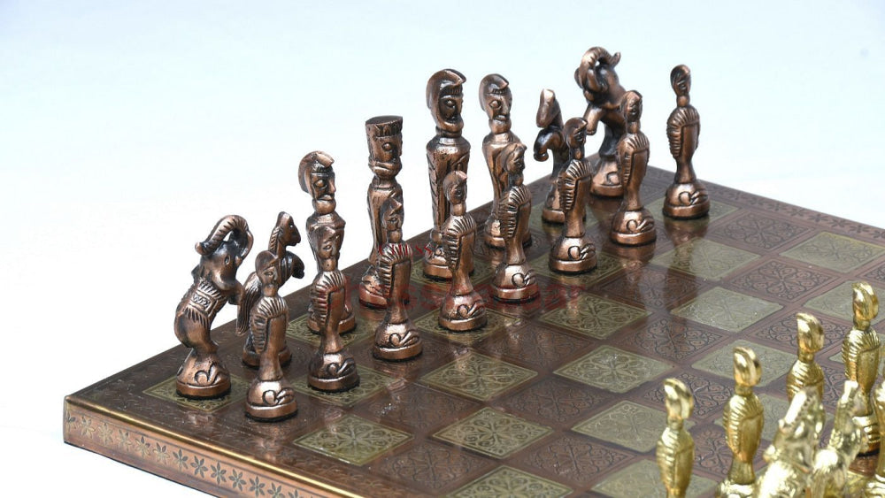 Messing-Schachspiel Handgefertigt Antik-Finish Vintage-Stil Figuren-Schachspiel In Antikem Messing