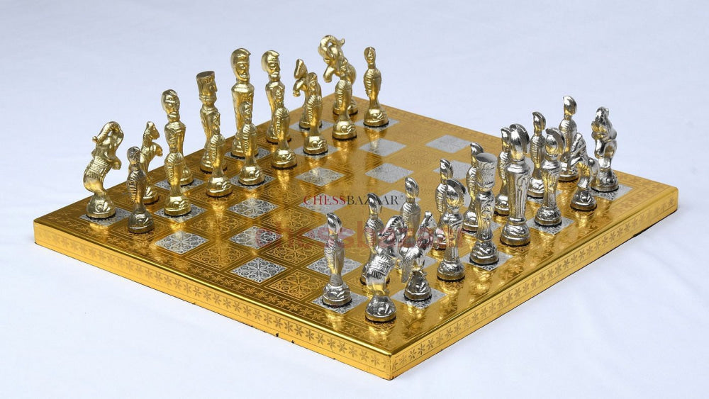 Messing-Schachspiel Handgefertigt Antikes Finish Vintage-Stil Figurenschachspiel In Glänzender