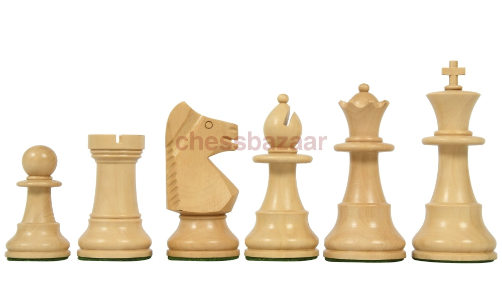 Reproduzierte argentinischen Schacholympiade-Turnier-Schachfiguren (Ajedrez Olímpico, 'Campo') aus Ebenholz und Buchsbaumholz – KH 95 mm