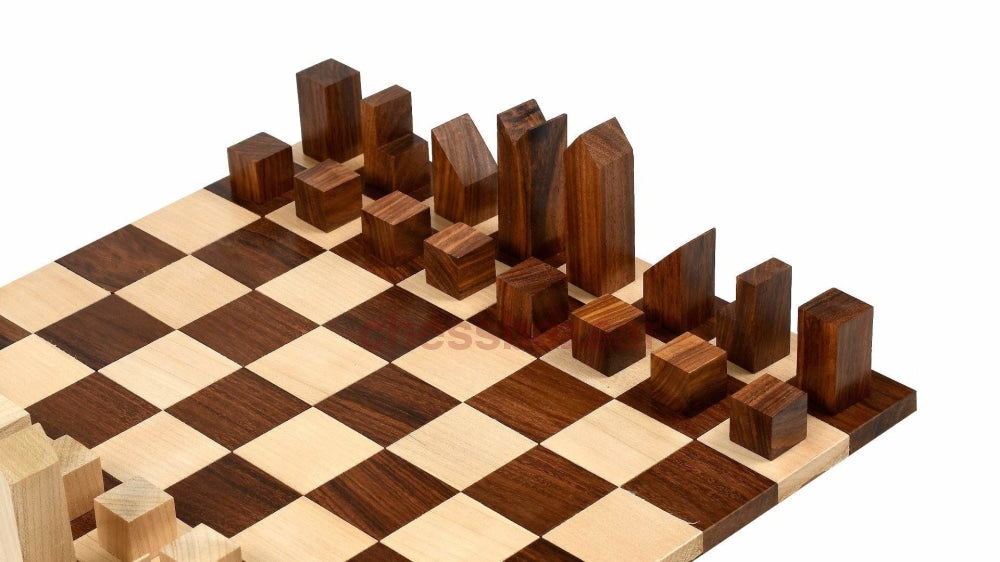Reproduzierte Minimalistische Lanier Graham Schachfiguren Von 1966 Aus Sheeshamholz Und