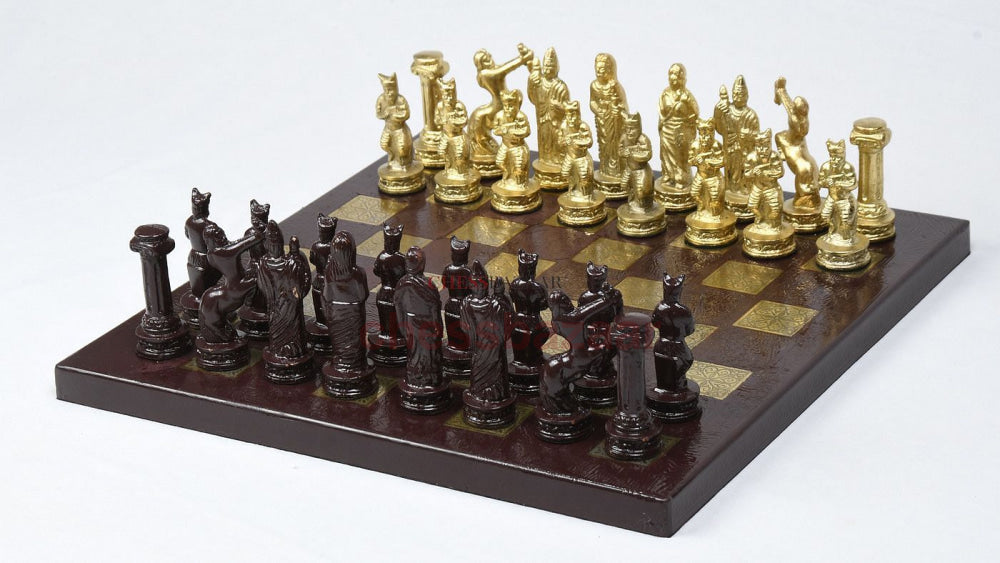 Schachfiguren Aus Massivem Messing Mit Sammelbarem Premium-Schachbrett In Glänzender Braun- Und