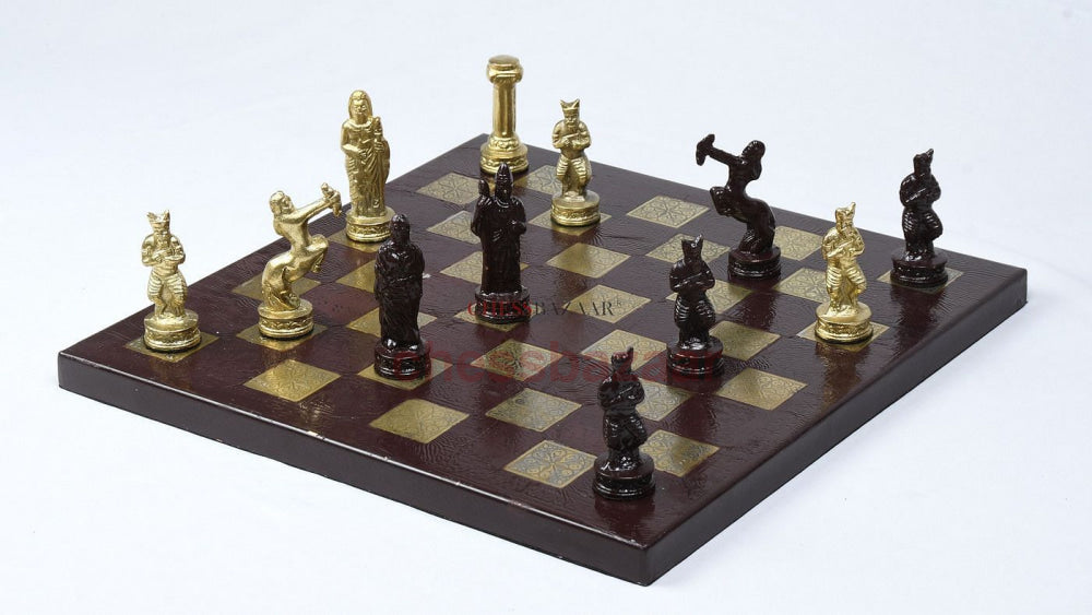 Schachfiguren Aus Massivem Messing Mit Sammelbarem Premium-Schachbrett In Glänzender Braun- Und