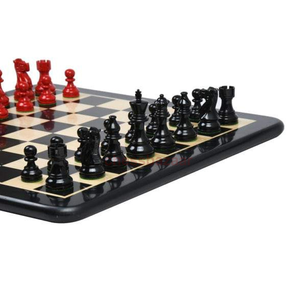 Schachset - Smokey Staunton Schachfiguren Aus Bemaltem Buchsbaumholz Kh 97 Mm Mit Einem Schachbrett