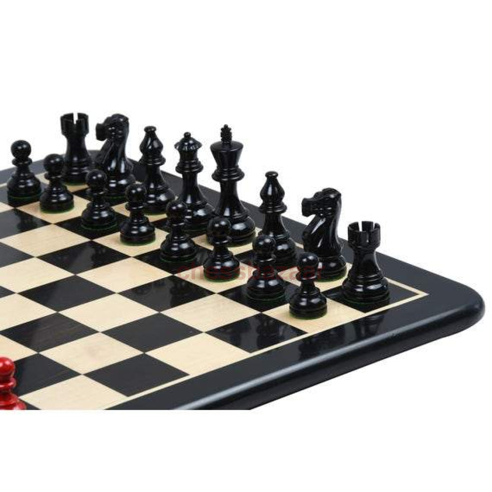 Schachset - Smokey Staunton Schachfiguren aus aus bemaltem Buchsbaumholz – KH 97 mm  mit einem Schachbrett aus Ebenholz - FG 55 mm