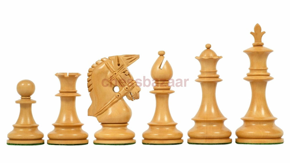 Zaumserie : Dreifach beschwerte Schachfiguren mit aufgezäumten Rittern aus Palisanderholz und Buchsbaumholz – König 102mm