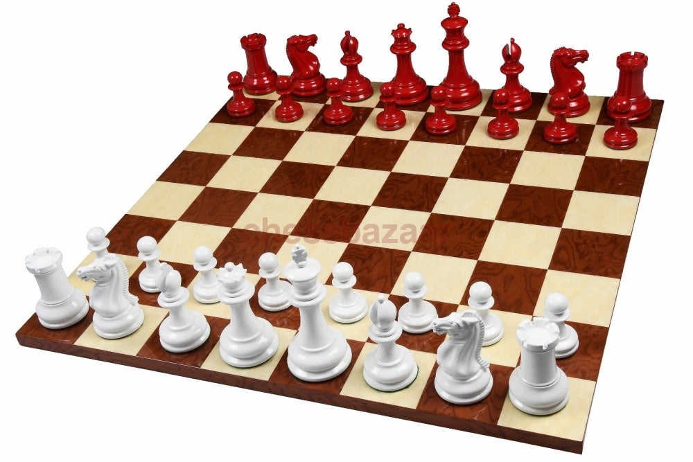 1849 Staunton Schachfiguren Mit Prächtiger Prägung Auf Der Seite Des Königs Aus Blutrot Und