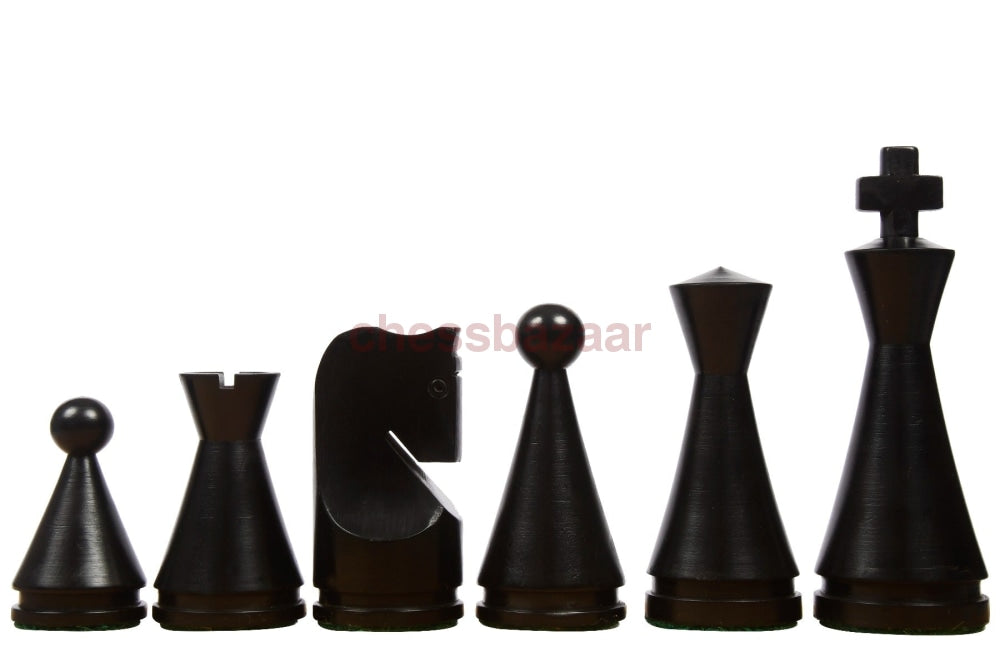 19. Jahrhundert:  Eingefärbte Beschwerten Schachfiguren (Kegelförmig) Aus Buchsbaumholz - Kh 104 Mm