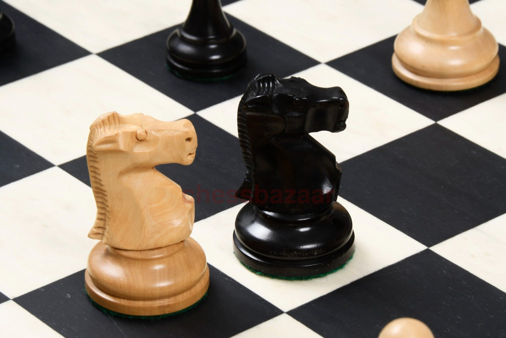 1972 Spasski-Fischer Staunton Turnierschachfiguren Version 2:  Gewichtete Schwarz Gebeizten