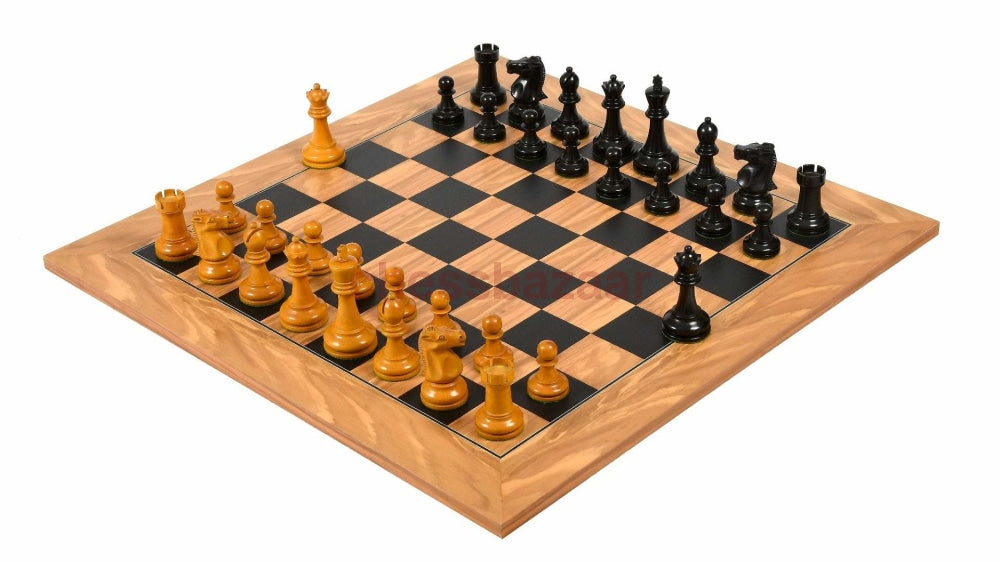1972 Spasski-Fischer Staunton Turnierschachfiguren Version 2:  Schachfiguren Aus Schwarz Gebeiztem