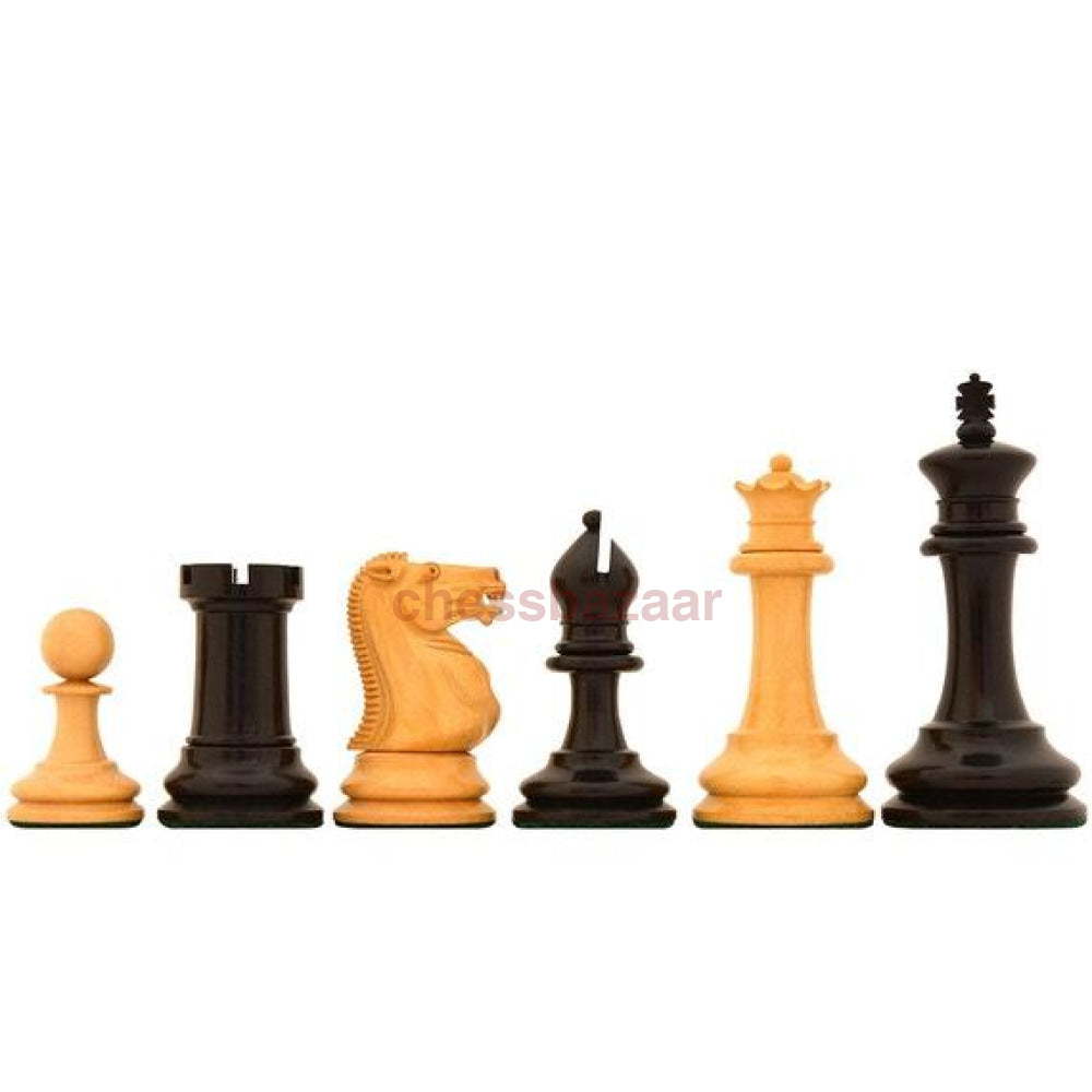 Antik - 1865-70 Steinitz Staunton reproduzierte edlen Schachfiguren - mit prächtiger Prägung auf der Seite des Königs aus Ebenholz und Buchsbaumholz – KH 95 mm