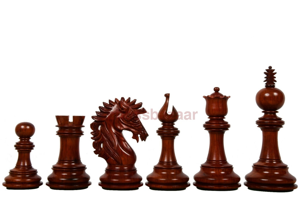 ,, Apache “  Staunton Schachfigurenserie : Beschwerte handgeschnitzten  Schachfiguren aus Rosenholz und Ebenholz - KH 114 mm