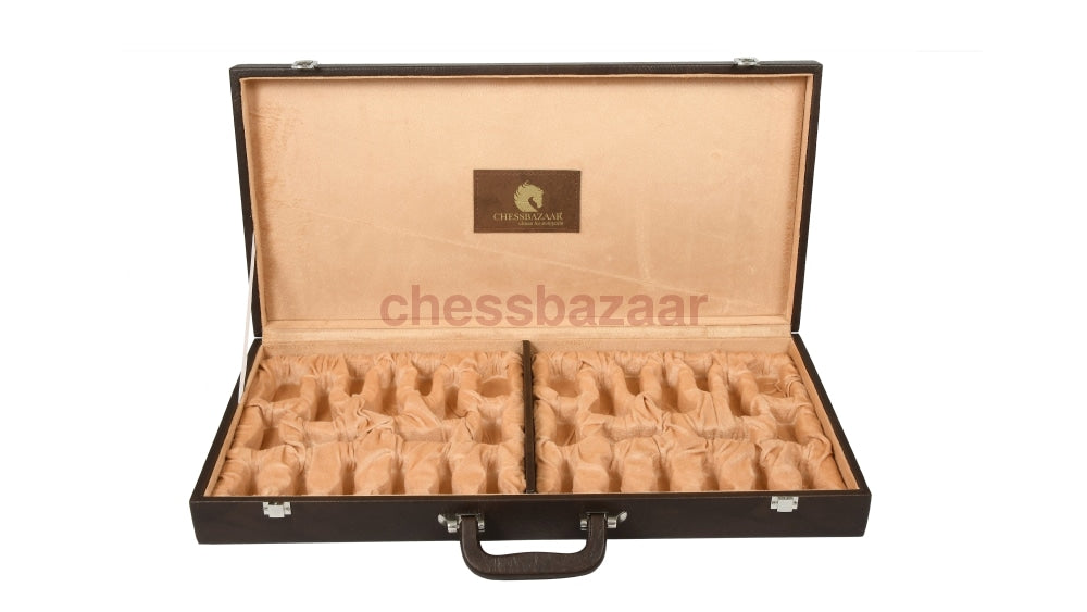 Aufbewahrungskoffer für 95mm - 100 mm Schachfiguren aus Kunstleder  mit Fächern