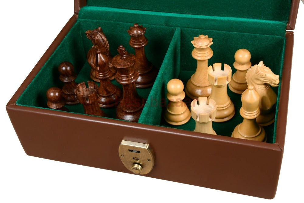 Aufbewahrungskoffer Für Schachfiguren Aus Leder Pur- Chessbazaar Indien