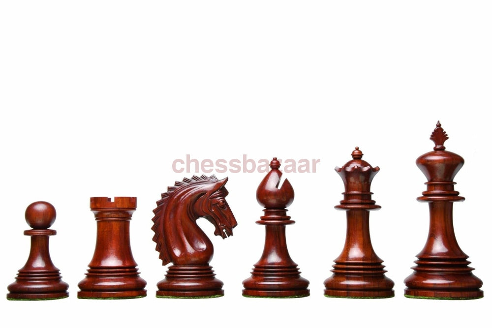 Bayerisches Warmblut Staunton-Serie: Dreifach beschwerte handgedrechselten Schachfiguren 4 Damen aus Buchsbaumholz und Rosenholz - König 106 mm