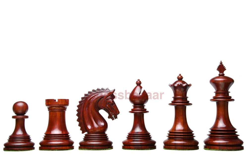 Bayerisches Warmblut Staunton-Serie: Dreifach beschwerte handgedrechselten Schachfiguren 4 Damen aus Buchsbaumholz und Rosenholz - König 106 mm