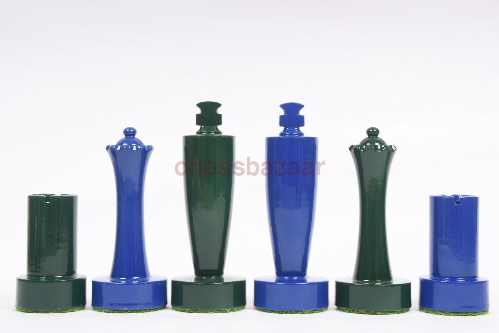 Berliner Serie Moderne Minimalistische Schachfiguren Aus Blau Und Grün Lackiertem Kistenholz 3 7