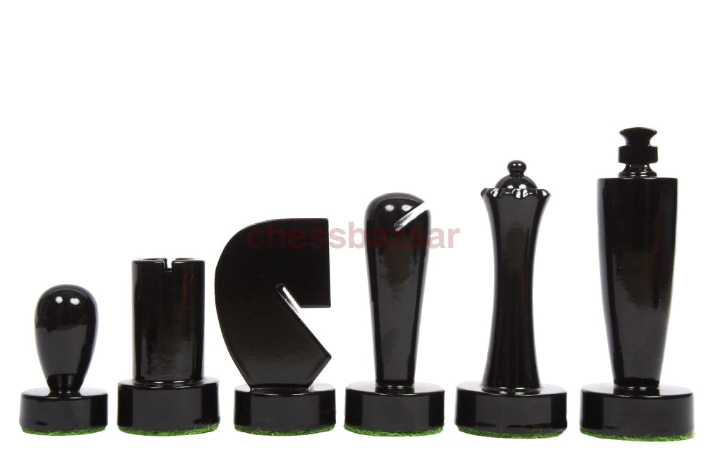Berliner Serie Moderne, minimalistische Schachfiguren aus grün und schwarz lackiertem Kastenholz – 3,7 Zoll King