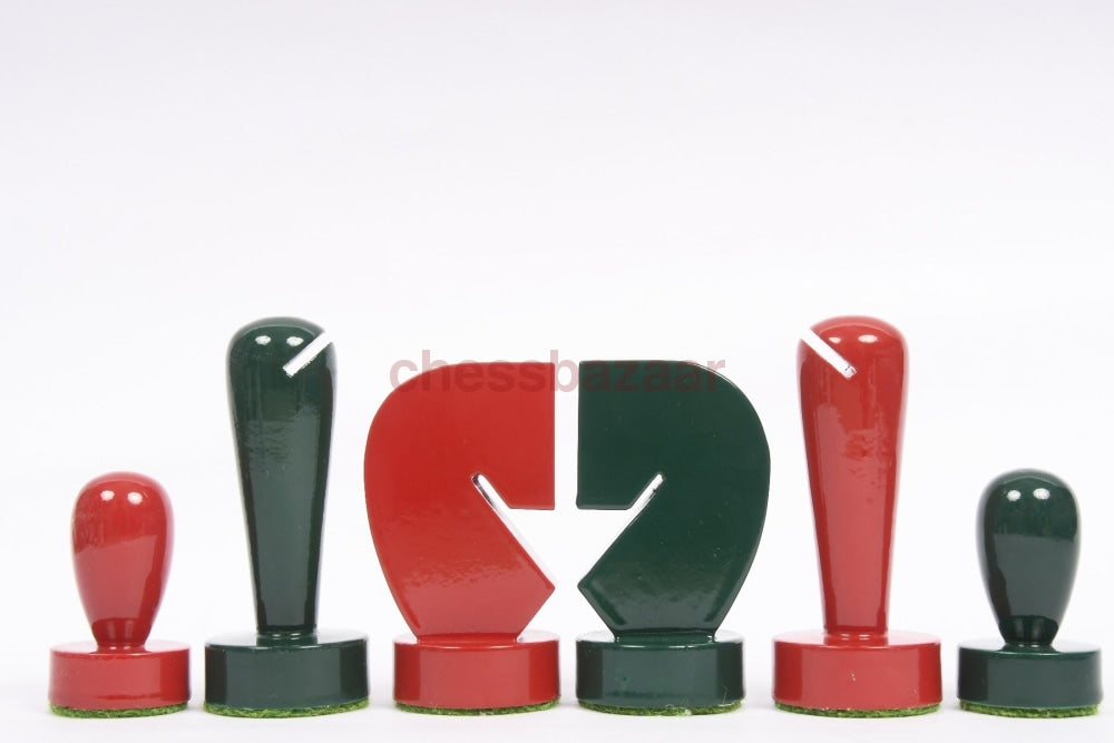 Berliner Serie Moderne Minimalistische Schachfiguren Aus Rot Und Grün Lackiertem Kistenholz 3 7 King