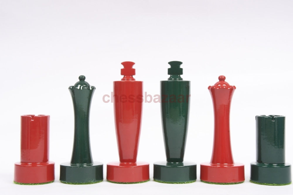 Berliner Serie Moderne Minimalistische Schachfiguren Aus Rot Und Grün Lackiertem Kistenholz 3 7 King