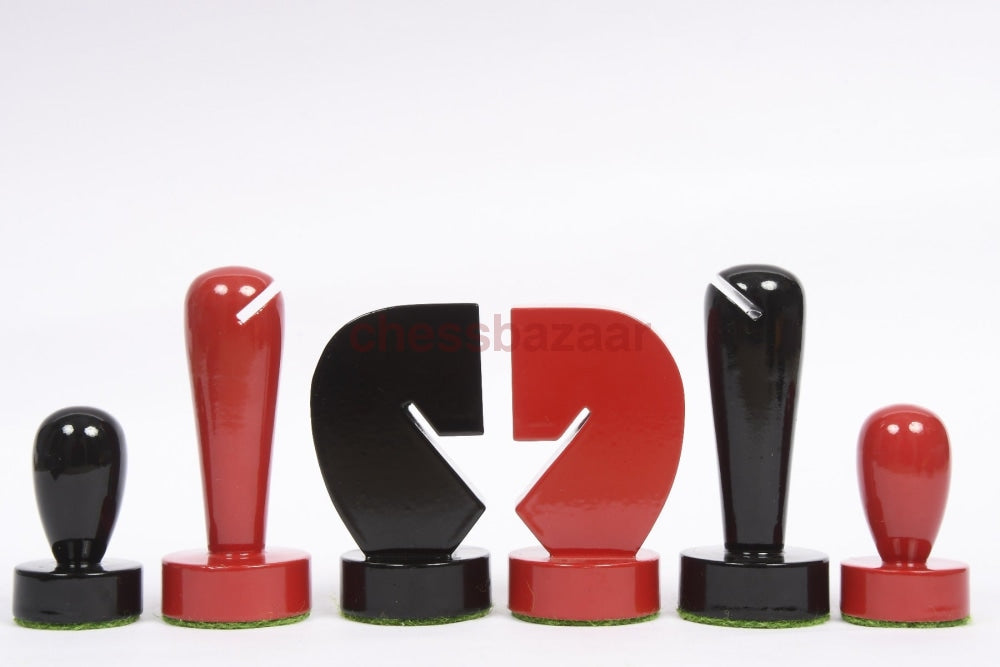 Berliner Serie Moderne Minimalistische Schachfiguren Aus Rot Und Schwarz Lackiertem Kastenholz 3 7