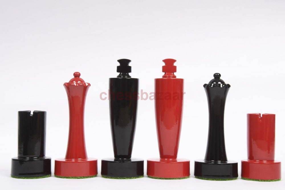 Berliner Serie Moderne Minimalistische Schachfiguren Aus Rot Und Schwarz Lackiertem Kastenholz 3 7