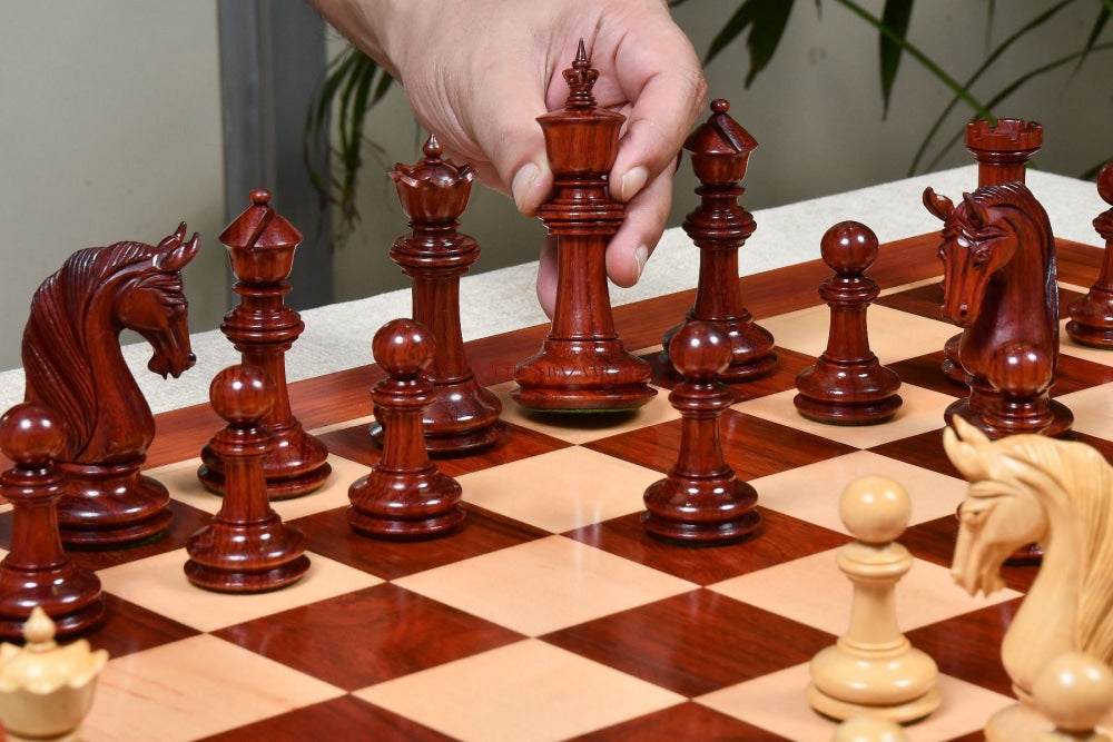 Cb Blackburne (Joseph Henry) Edition Luxury Chess Pieces In Bud Rosewood & Box Wood - 4.3 King With