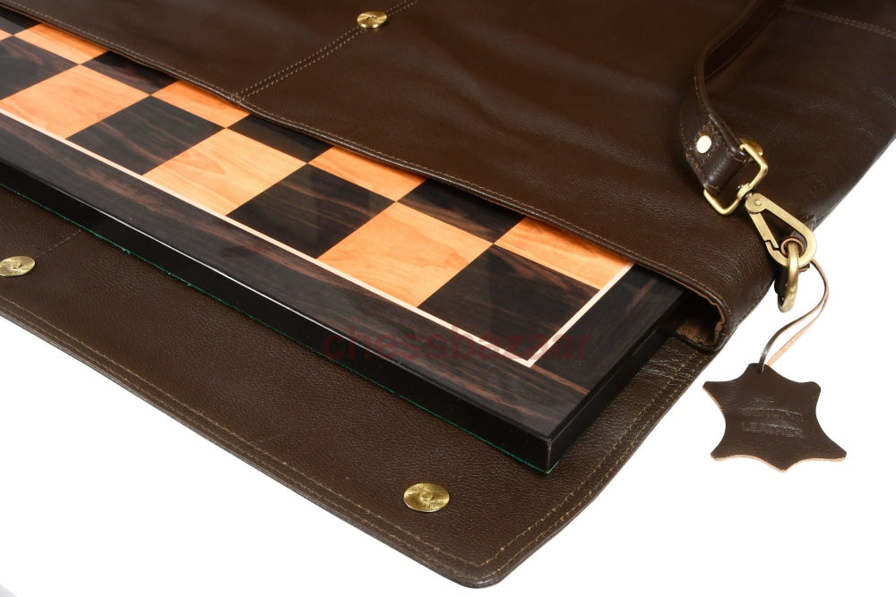 Cb Umhängetasche Aus Echtem Braunem Leder Für Holzschachbretter Passend Quadratische Schachbretter