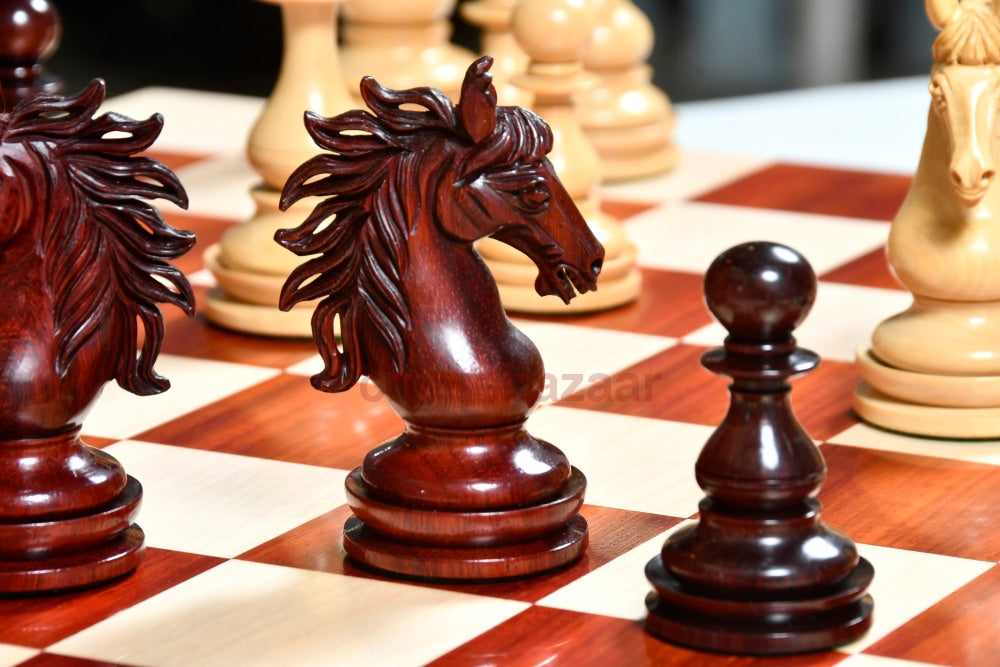 Cb Wild Stallion Luxus-Schachfiguren Aus Rosenholz Und Buchsbaum 4 4-Zoll-König