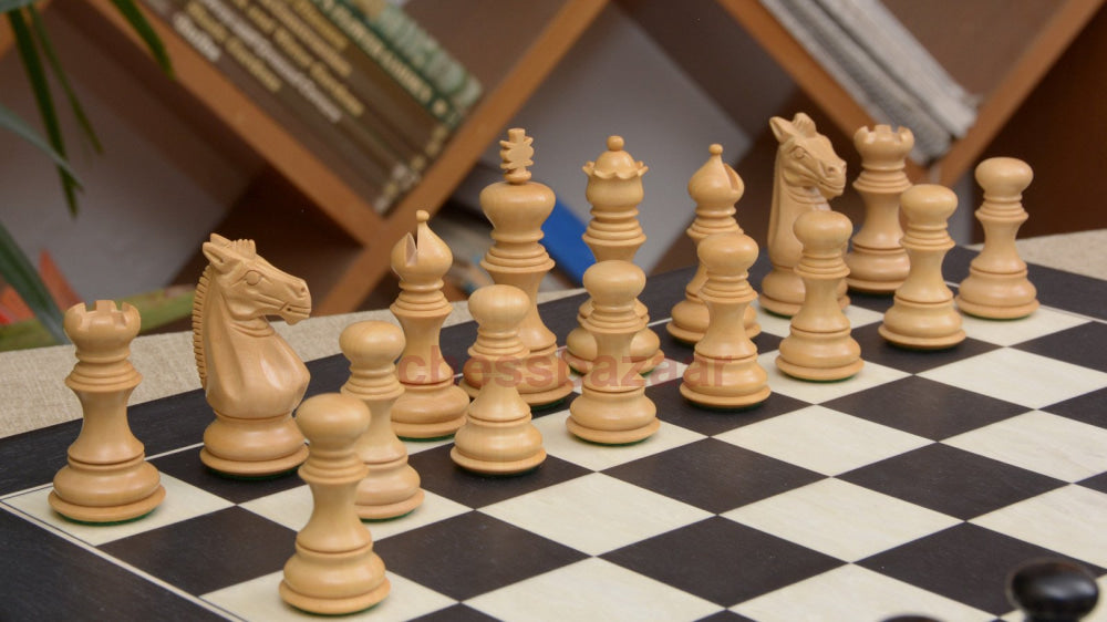 chess set – Meghdoot Staunton Schachfiguren aus Ebenholz und Buchsbaumholz(König 82mm) mit furniertem Schachbrett  aus Anigre schwarz und Ahornholz aus Indien.