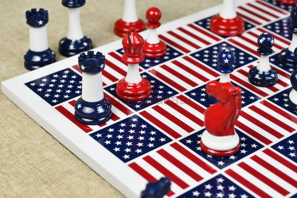Das Gewichtete Captain America-Schachspiel Aus Rotem Und Blauem Kunststoff 3 75 Zoll King