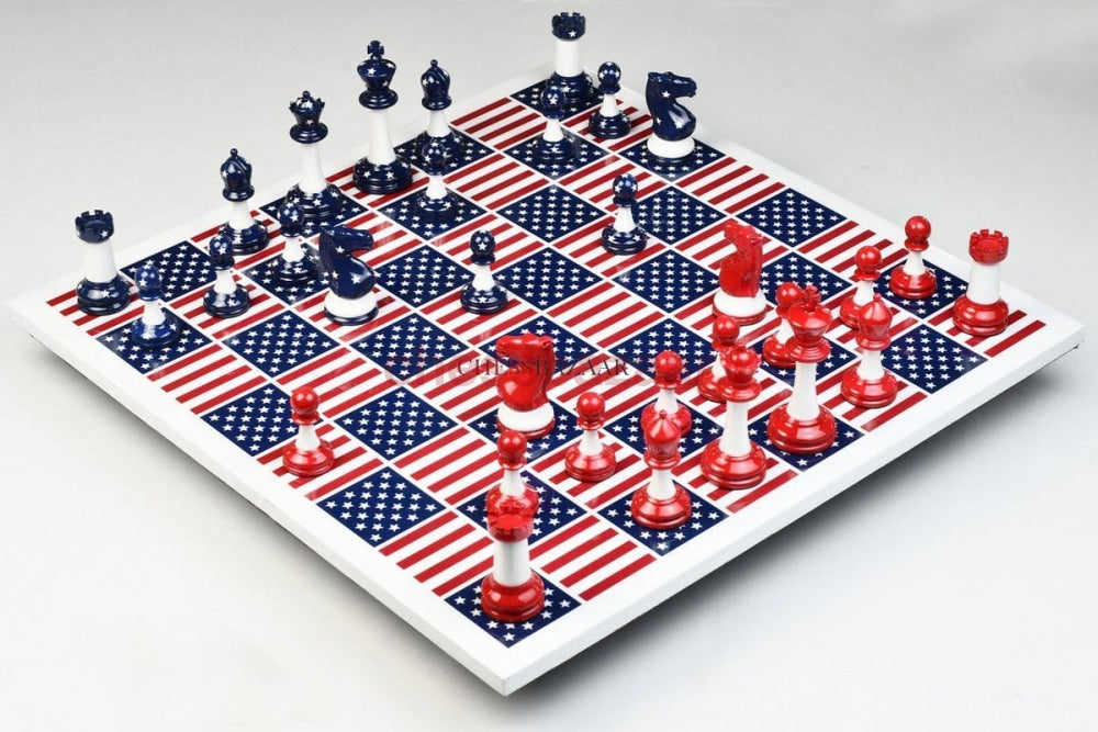 Das Gewichtete Captain America-Schachspiel Aus Rotem Und Blauem Kunststoff 3 75 Zoll King