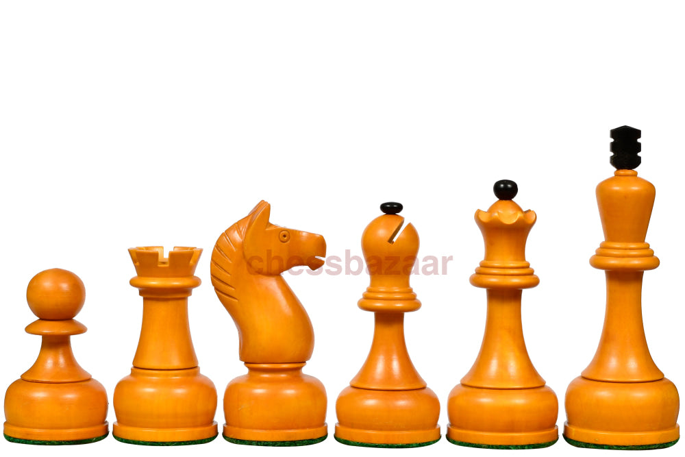 Die gewichteten Holzschachfiguren der sowjetischen Meisterschaft von 1961 aus ebonisiertem Holz und antikem Kistenholz – 4 Zoll König
