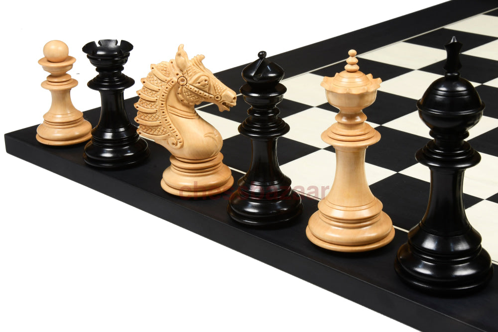 Die Handgefertigten Schachfiguren Der Sikh Empire-Serie Aus Echtem Ebenholz Und Indischem Buchsbaum