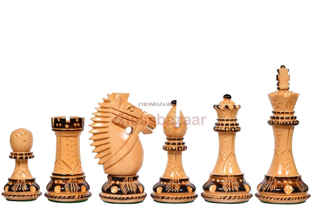 Die hölzernen Schachfiguren der Bridle Knight-Serie aus gebranntem Buchsbaum – 4,0