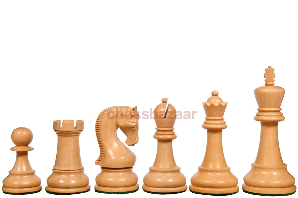 Die Leningrader Schachfiguren aus Holz in Keulengröße aus schwarz ebonisiertem Holz und Buchsbaum – 4,0 Zoll King