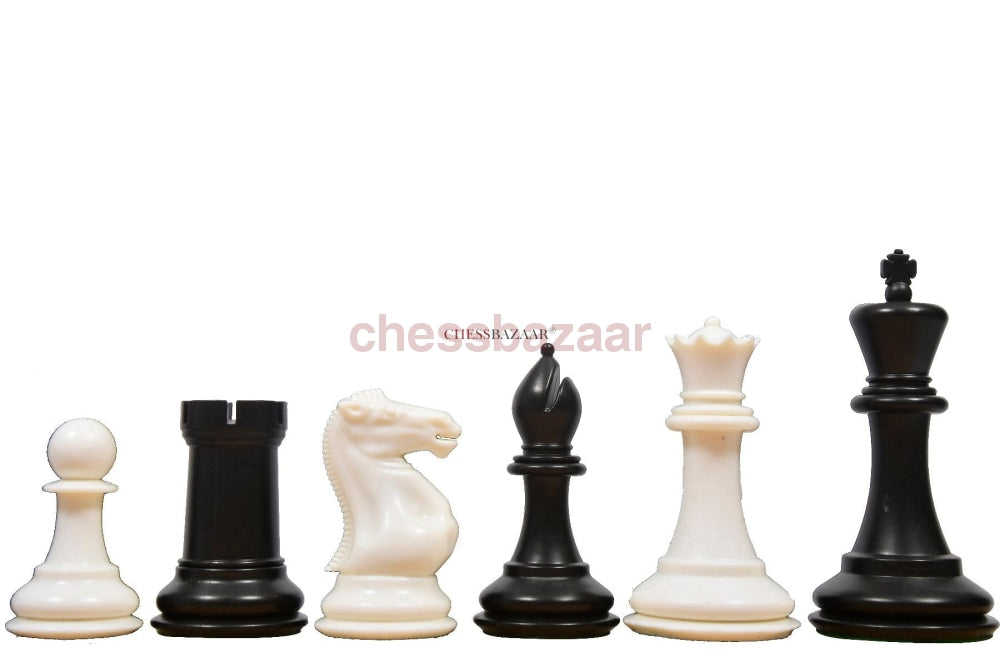 Die professionellen Schachfiguren der Staunton-Serie aus schwarz gefärbtem und elfenbeinweißem Vollkunststoff – 3,75 Zoll King