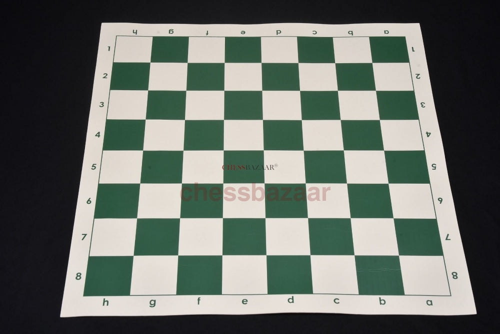 Einfaches Turnier-Schachbrett aus Vinyl zum Aufrollen mit algebraischer Notation in den Farben Grün und Weiß, 20