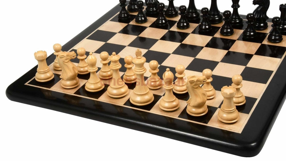 Gold Staunton Schachspiel - Schachfiguren aus Natur mit Schachbrett aus Ebenholz und Buchsbaumholz – KH 100 mm