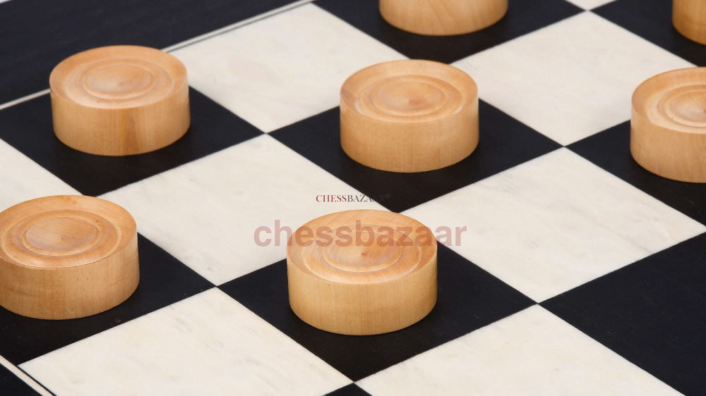 Holz-Dame/Draft-Set Aus Gebeiztem Gefärbtem Buchsbaum Und Natürlichem 35 Mm
