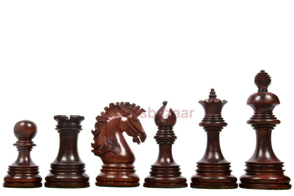 Indisch-Amerikanische Luxus Staunton-Serie: Dreifach gewichtete handgefertigten Staunton Schachfiguren aus Rosenholz und Buchsbaumholz Indien – König 112 mm