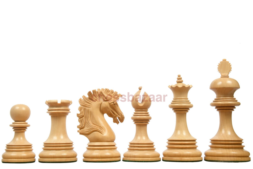 Indisch-Amerikanische Luxus Staunton-Serie: Dreifach gewichtete Staunton Schachfiguren aus Ebenholz und Buchsbaumholz Handarbeit Indien – König  112 mm