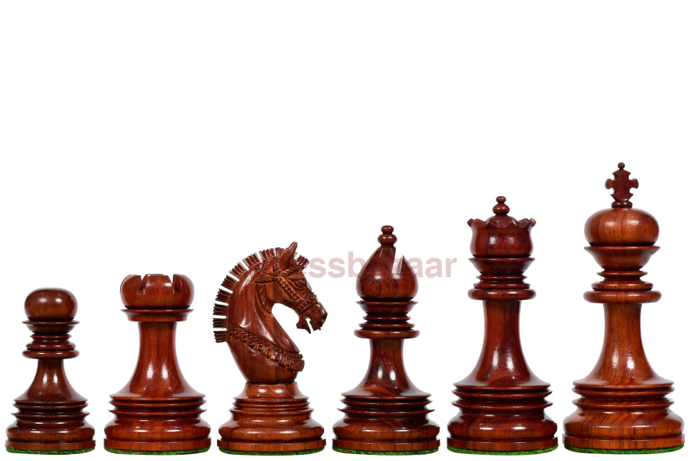 Indische kundenangepasste Chetak II Pferdserie: Dreifach beschwerte Staunton handgefertigten Schachfiguren aus Rosenholz und Buchsbaumholz – KH 108 mm