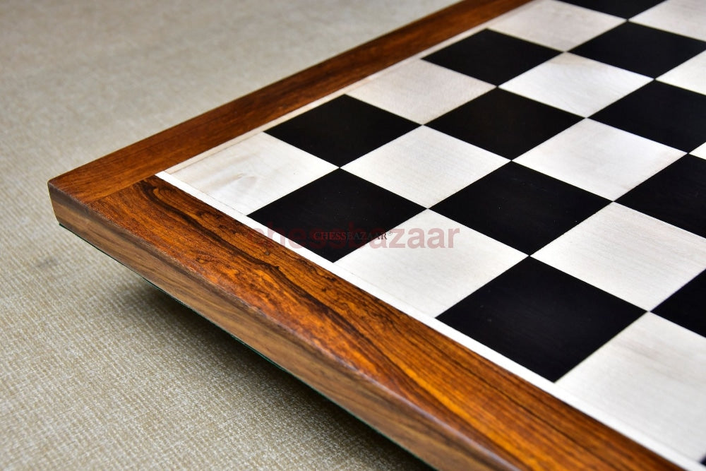 Indisches Schachbrett aus Massivholz aus echtem Ebenholz und Ahornholz mit Sheesham-Holzrand, 48,3 cm – 50 mm quadratisch