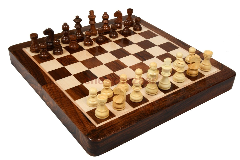 Lackiertem - Reise Schachspiel Aus Holz Chessbazaar Indien Schachbuch Mit Fächern 25 4 Cm