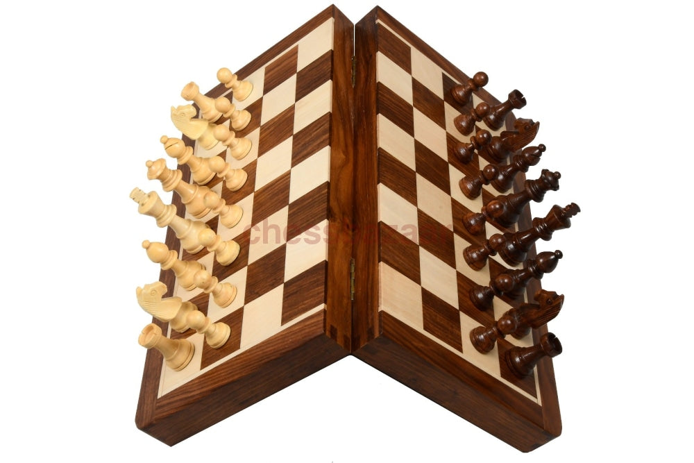Lackiertem Reise Schachspiel aus Holz chessbazaar Indien – Schachbuch mit Fächern 30 cm