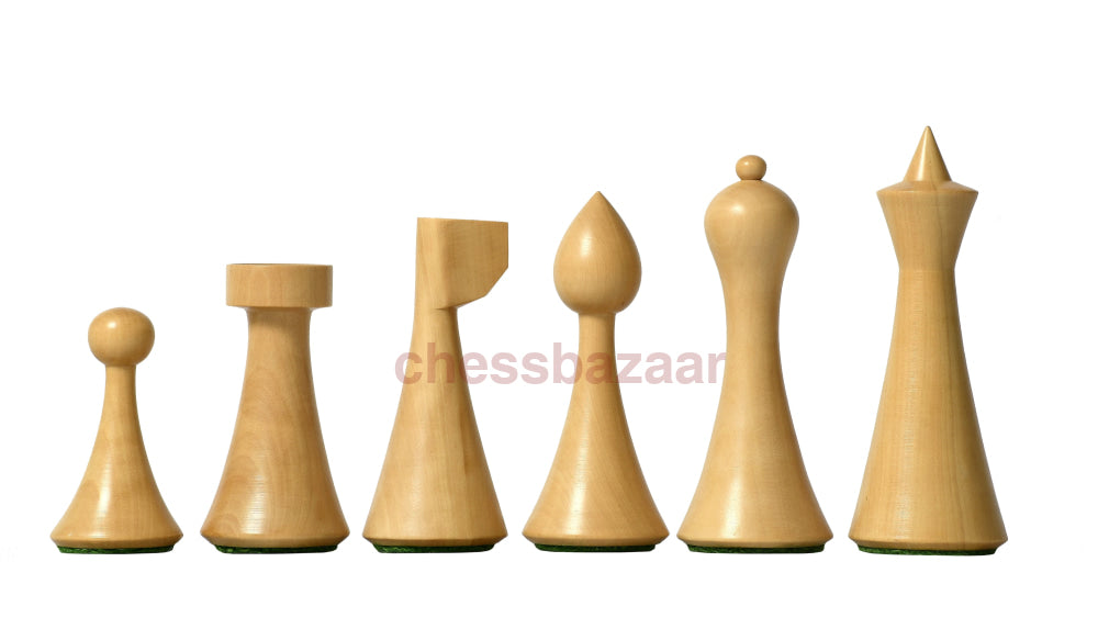 Moderne Schachfiguren : Minimalist Hermann Ohme gewichtete eingefärbten Turnier Schachfiguren (Mitte des Jahrhunderts) Handarbeit - Buchsbaumholz König 95mm
